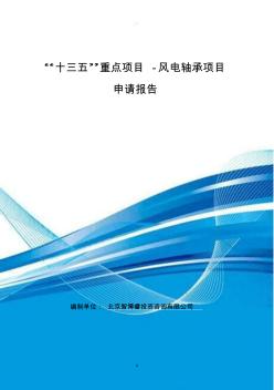 “十三五”重点项目-风电轴承项目申请报告