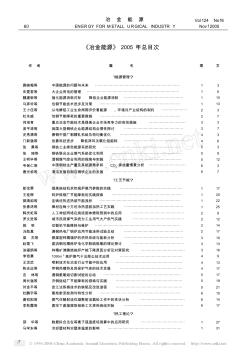 《冶金能源》2005年总目次