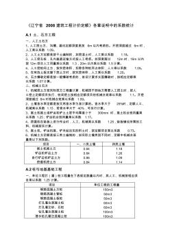 《遼寧省2008建筑工程計(jì)價(jià)定額》各章說(shuō)明中的系數(shù)統(tǒng)計(jì)