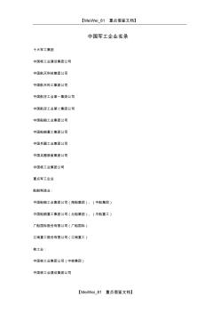 【9A文】中国军工企业名录(全)