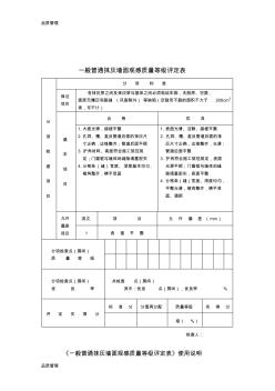 【品質(zhì)管理資料】一般普通抹灰墻面觀感質(zhì)量等級評定表精品版