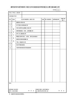 【工程常用表格】單位(子單位)工程安全和功能檢驗資料核查及主要功能抽查記錄