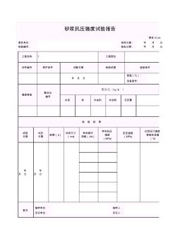 【工程常用表格】砂浆抗压强度试验报告