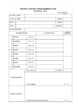 【工程常用表格】钢结构防火涂料涂装工程检验批质量验收记录表