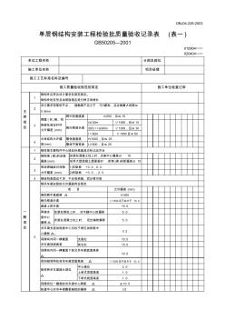 【工程文档】单层钢结构安装工程检验批质量验收记录表(表一)