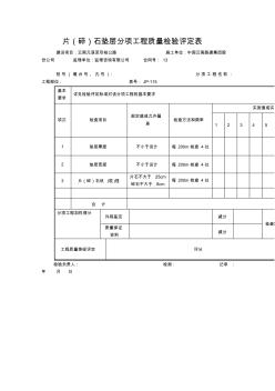 【工程文档】片(碎)石垫层分项工程质量检验评定表