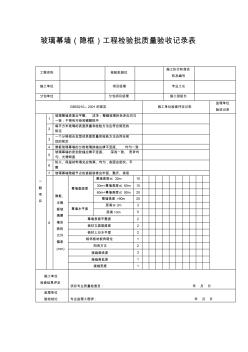 【工程文档】玻璃幕墙(隐框)工程检验批质量验收记录表