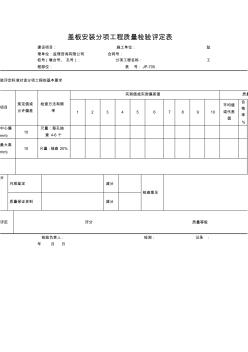 【工程文档】盖板安装分项工程质量检验评定表