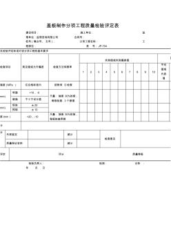 【工程文档】盖板制作分项工程质量检验评定表
