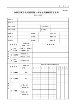 【工程表格模板】热拌沥青混合料面层施工检验批质量检验记录