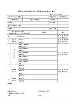 【工程表格模板】網(wǎng)絡(luò)安全系統(tǒng)檢測分項(xiàng)工程質(zhì)量驗(yàn)收記錄表(Ⅰ)