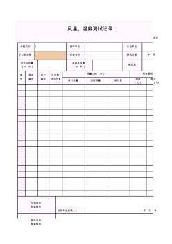 【工程表格模板】风量、温度测试记录