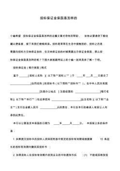 【精品推荐】投标保证金保函是怎样的