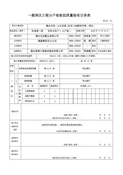 一般抹灰工程分户检验批质量验收记录表