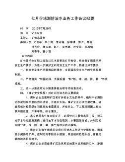 七月份地測(cè)防治水業(yè)務(wù)工作會(huì)議紀(jì)要-副本
