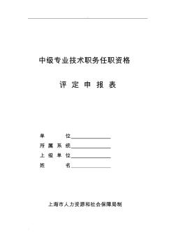 上海区中级职称评定申报表