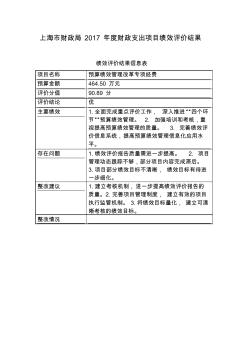 上海市財(cái)政局2017年度財(cái)政支出項(xiàng)目績(jī)效評(píng)價(jià)結(jié)果