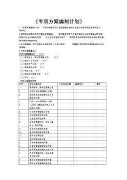 專項施工方案編制計劃