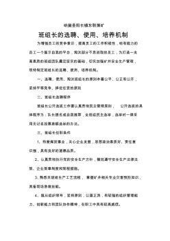 东联煤矿班组长选聘使用培养机制