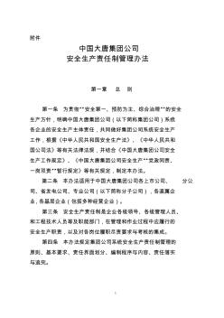 中国大唐集团公司安全生产责任制管理办法(2015版)