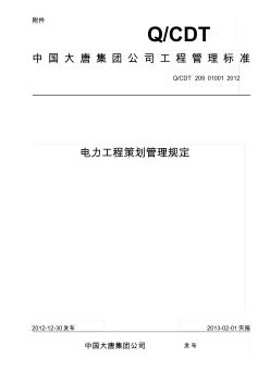 中国大唐集团公司电力工程策划管理规定