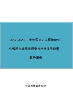 中国电力工程造价优化管理市场调查报告