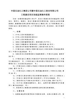 中国石油化工股份有限公司工程建设项目效能监察操作规程