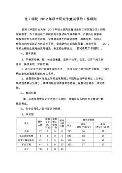 中国矿业大学化工学院2012年硕士研究生复试录取工作细则