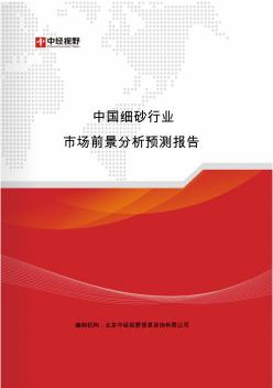 中国细砂行业市场前景分析预测报告(目录)