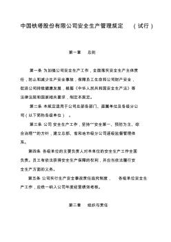 中国铁塔股份有限公司安全生产管理规定(试行)