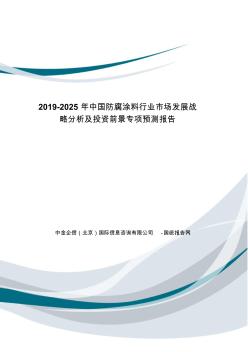 中国防腐涂料行业市场发展战略分析及投资前景专项预测报告