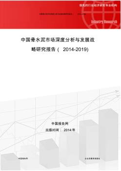 中國(guó)骨水泥市場(chǎng)深度分析與發(fā)展戰(zhàn)略研究報(bào)告(2014-2019)