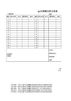 中空錨桿注漿記錄表