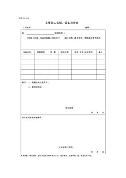 主要施工机械、设备报审表