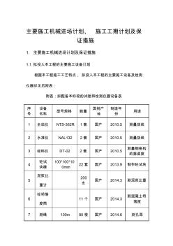 主要施工机械进场计划施工工期计划及保证措施