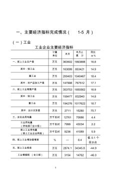 主要經(jīng)濟(jì)指標(biāo)完成情況(5月)