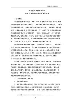 云南盐化股份有限公司2007年度内部控制自我评价报告