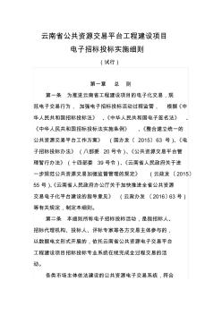 云南省公共资源交易平台工程建设项目电子招标投标实施细则(试行)