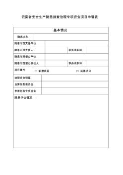 云南省安全生产隐患排查治理专项资金项目申请表