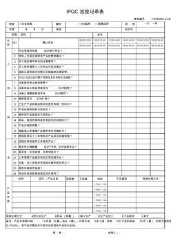 五金制程IPQC巡检记录表