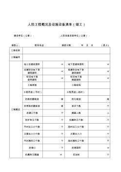 人防工程概況及設(shè)施設(shè)備清單(竣工)