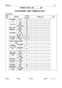 优质结构钢筋工程施工质量检查记录表