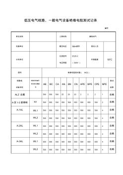 低壓電氣線路、照明配電箱絕緣電阻測(cè)試記錄(20200807160206)