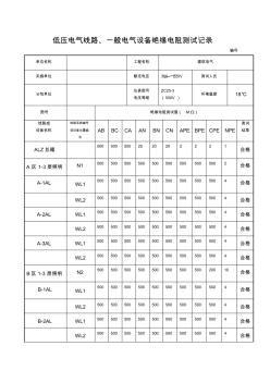 低壓電氣線路、照明配電箱絕緣電阻測試記錄文本