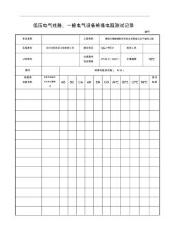 低壓電氣線路、照明配電箱絕緣電阻測試記錄文稿