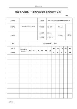 低壓電氣線路、照明配電箱絕緣電阻測試記錄簿