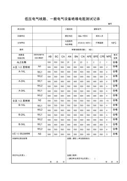 低壓電氣線路照明配電箱絕緣電阻測(cè)試記錄 (2)