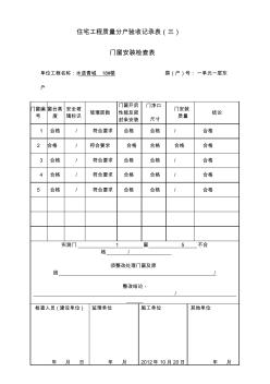 住宅工程质量分户验收记录表之门窗安装检查表(35页)