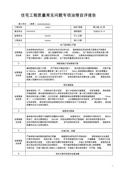 住宅工程质量常见问题专项治理自评报告