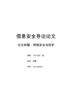 信息安全导论论文——网络安全